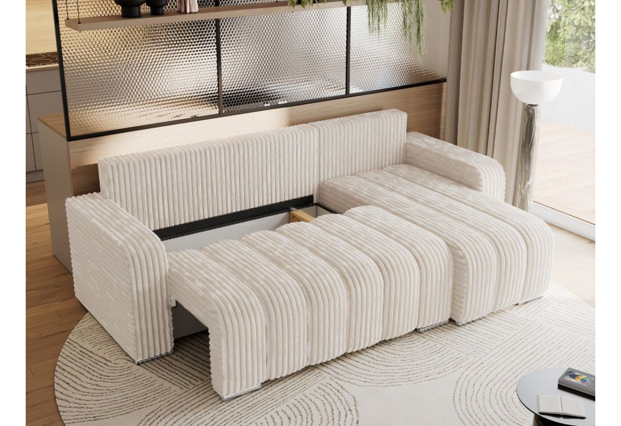 Narożnik KIRASSO L - uniwersalny - beżowy, sztruks