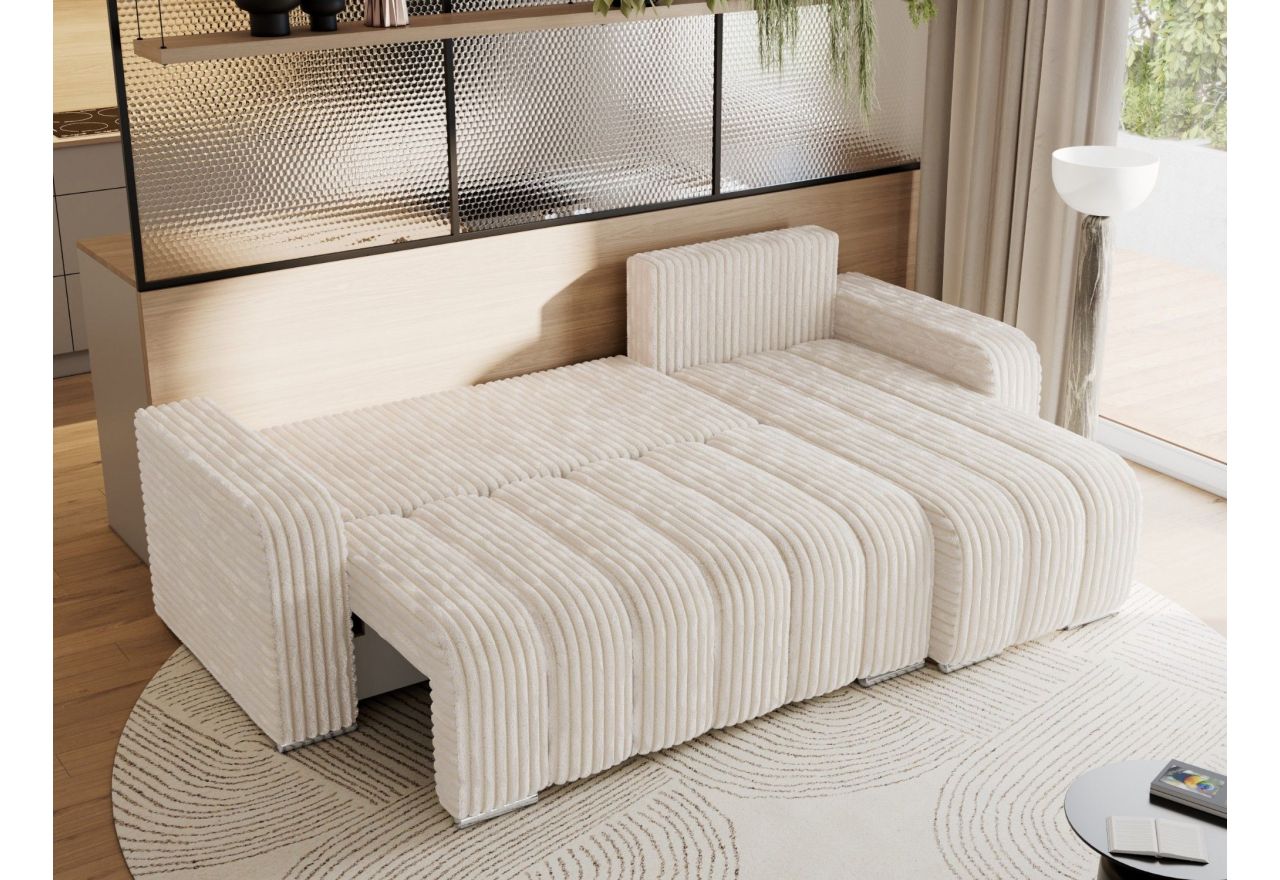 Narożnik KIRASSO L - uniwersalny - beżowy, sztruks