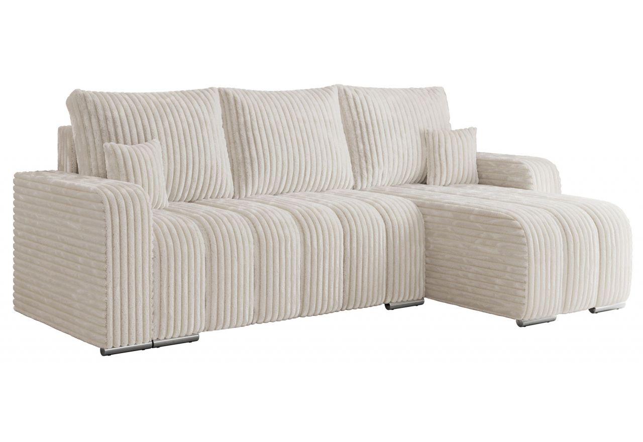 Narożnik KIRASSO L - uniwersalny - beżowy, sztruks