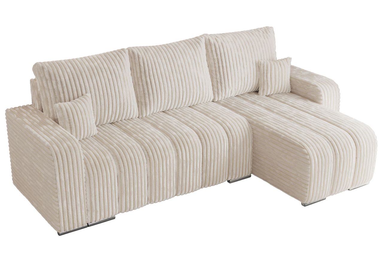 Narożnik KIRASSO L - uniwersalny - beżowy, sztruks