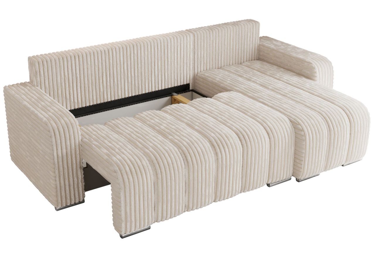 Narożnik KIRASSO L - uniwersalny - beżowy, sztruks