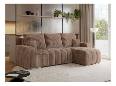 Narożnik KIRASSO L - uniwersalny - brązowy, sztruks