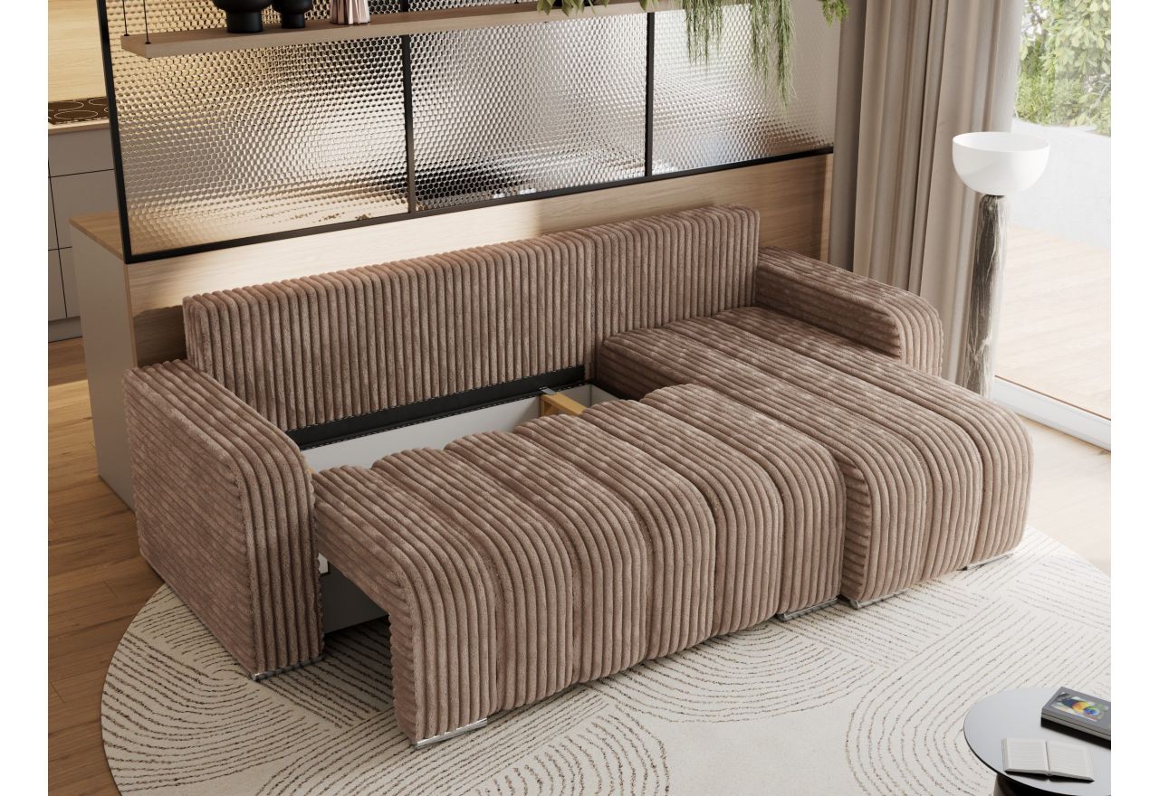 Narożnik KIRASSO L - uniwersalny - brązowy, sztruks