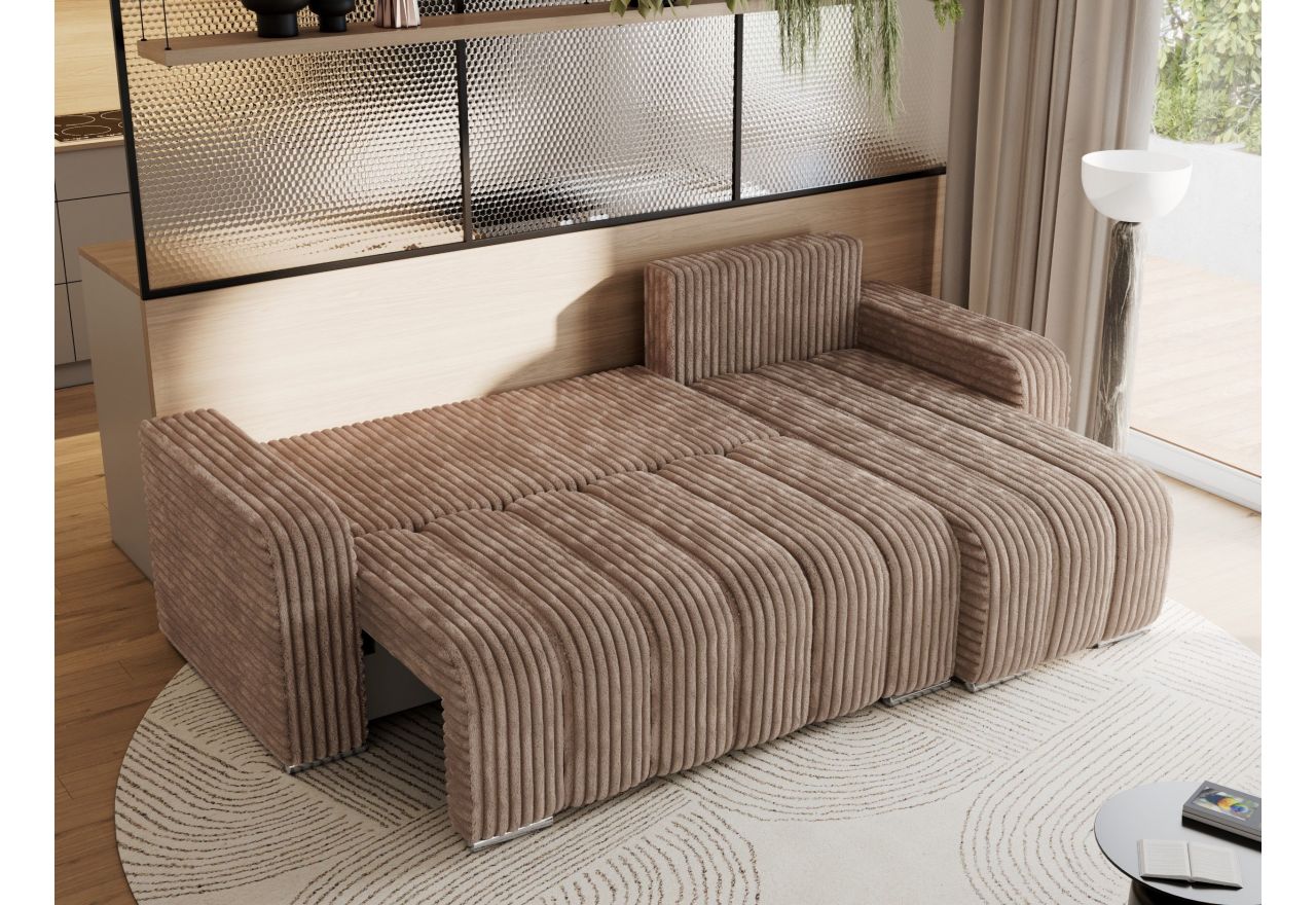 Narożnik KIRASSO L - uniwersalny - brązowy, sztruks