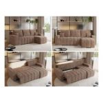 Narożnik KIRASSO L - uniwersalny - brązowy, sztruks