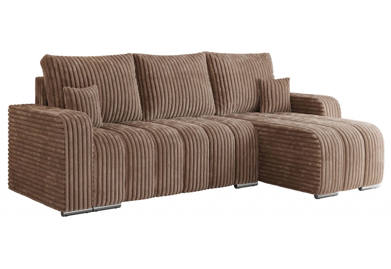 Narożnik KIRASSO L - uniwersalny - brązowy, sztruks