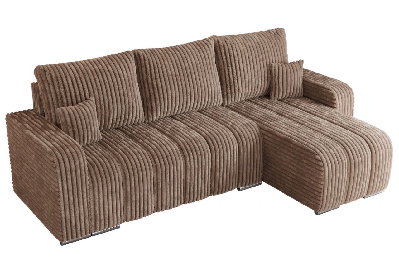 Narożnik KIRASSO L - uniwersalny - brązowy, sztruks