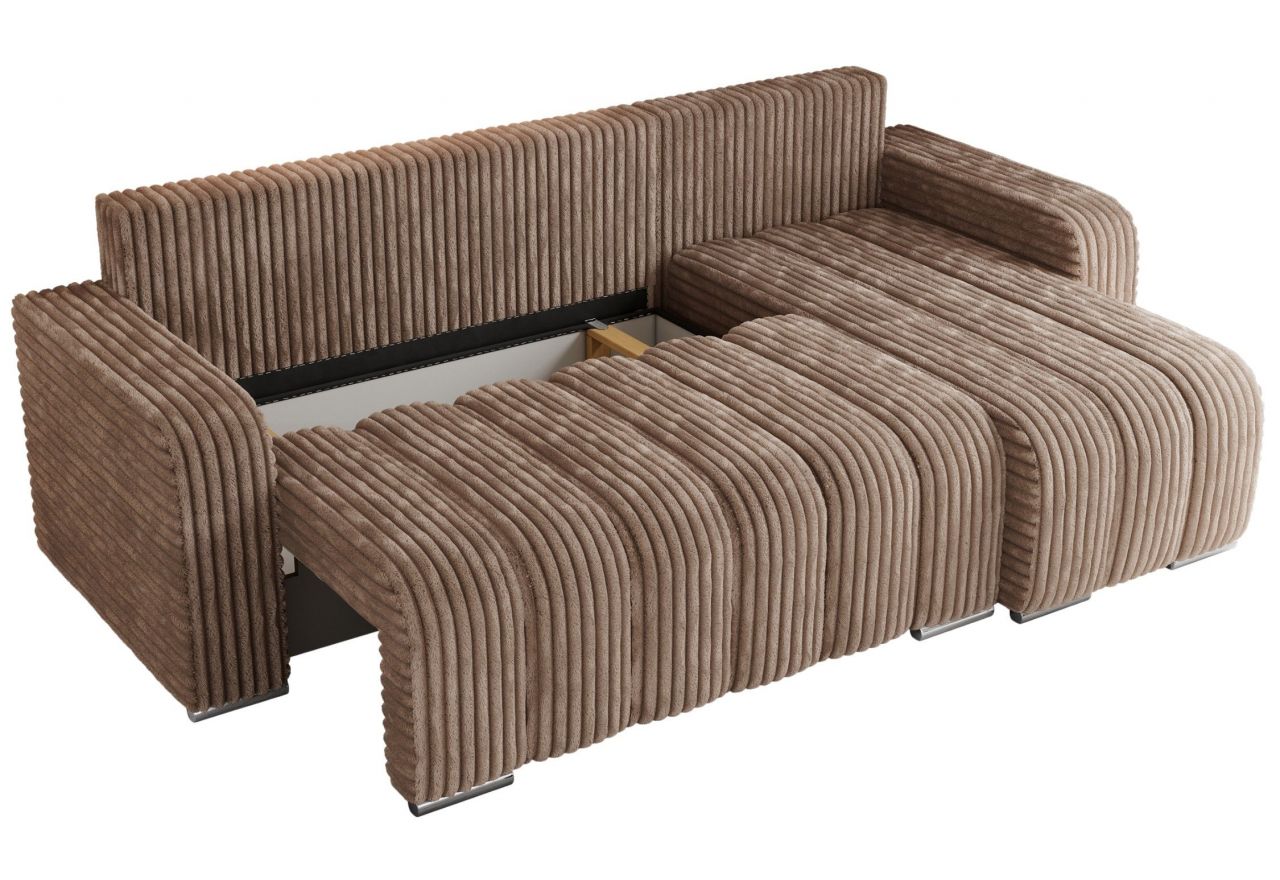 Narożnik KIRASSO L - uniwersalny - brązowy, sztruks