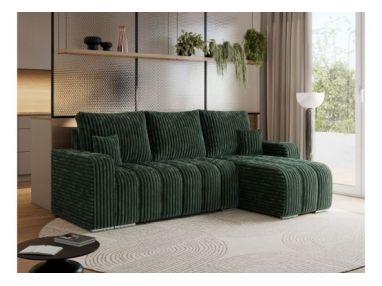 Narożnik KIRASSO L - uniwersalny - zielony, sztruks