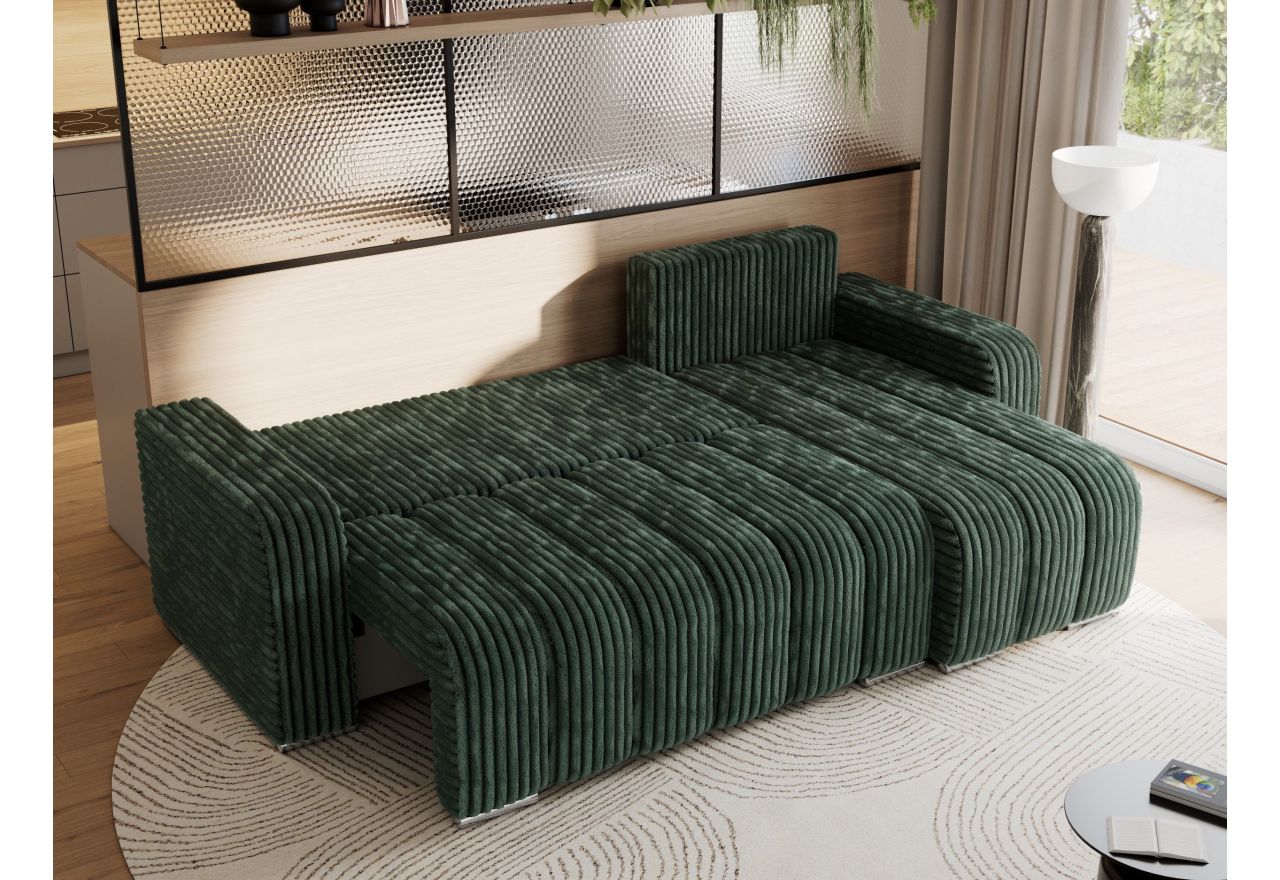 Narożnik KIRASSO L - uniwersalny - zielony, sztruks