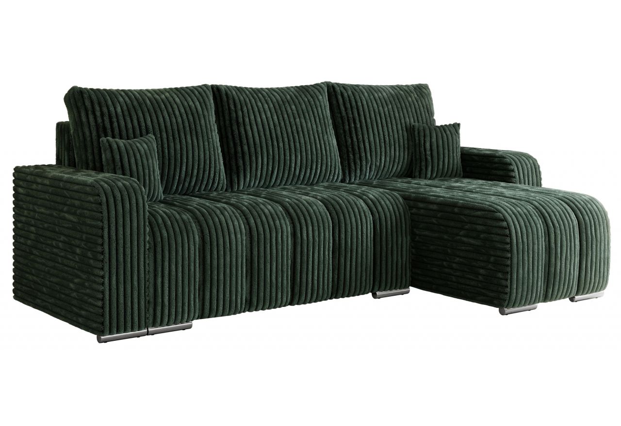 Narożnik KIRASSO L - uniwersalny - zielony, sztruks