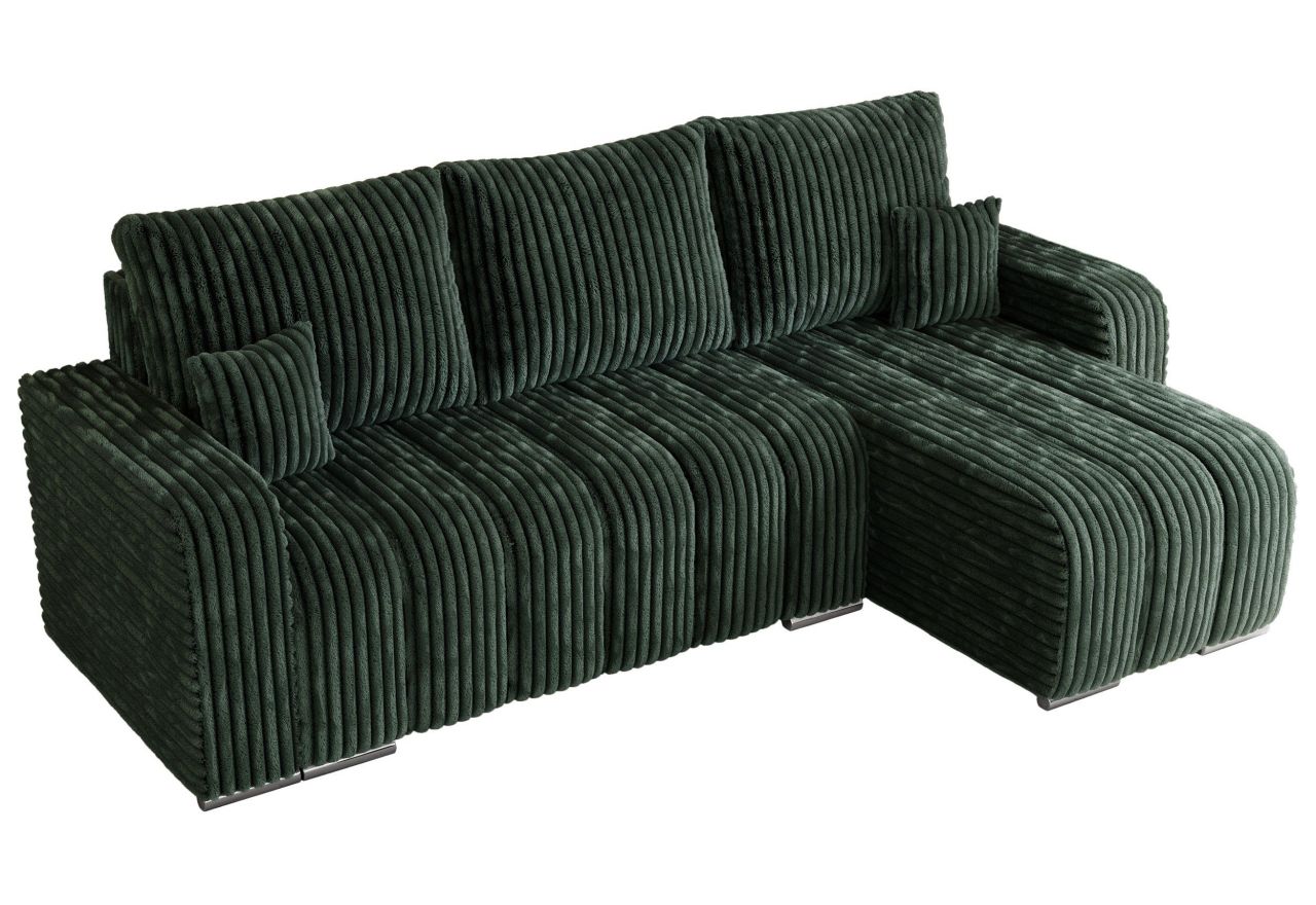 Narożnik KIRASSO L - uniwersalny - zielony, sztruks