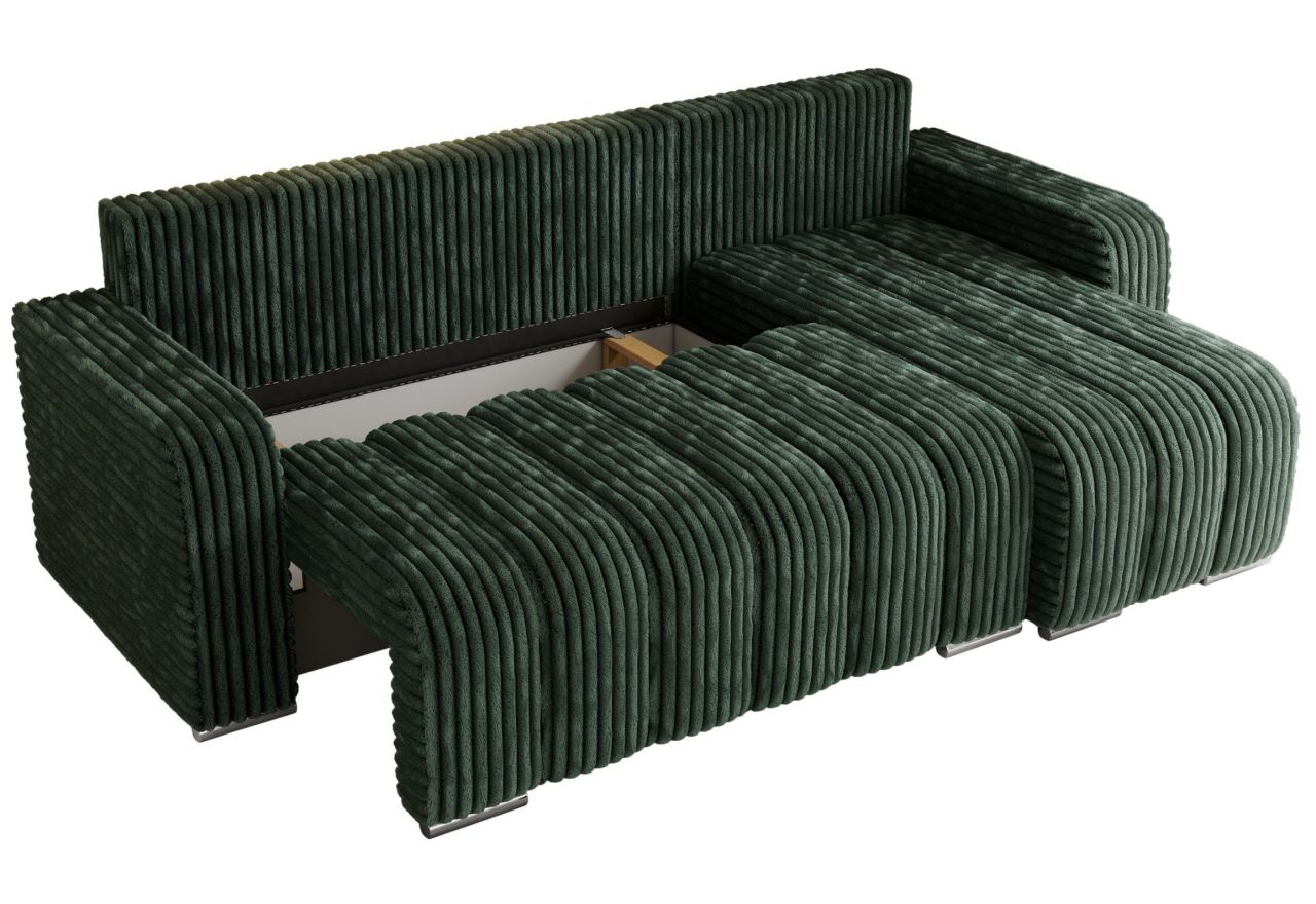 Narożnik KIRASSO L - uniwersalny - zielony, sztruks