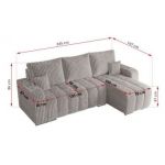 Narożnik KIRASSO L - uniwersalny - jasnoszary, sztruks