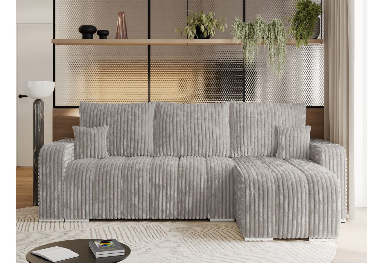 Narożnik KIRASSO L - uniwersalny - jasnoszary, sztruks