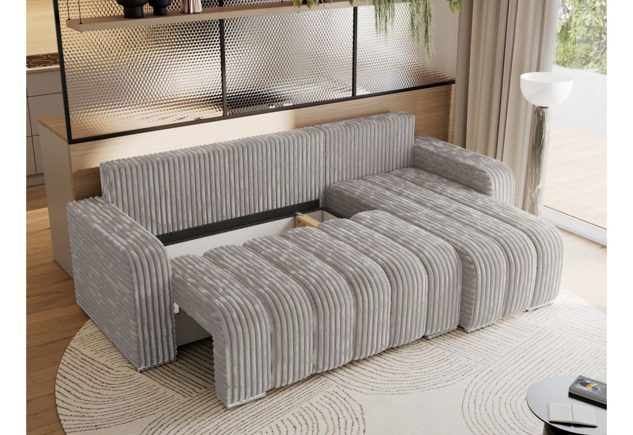 Narożnik KIRASSO L - uniwersalny - jasnoszary, sztruks