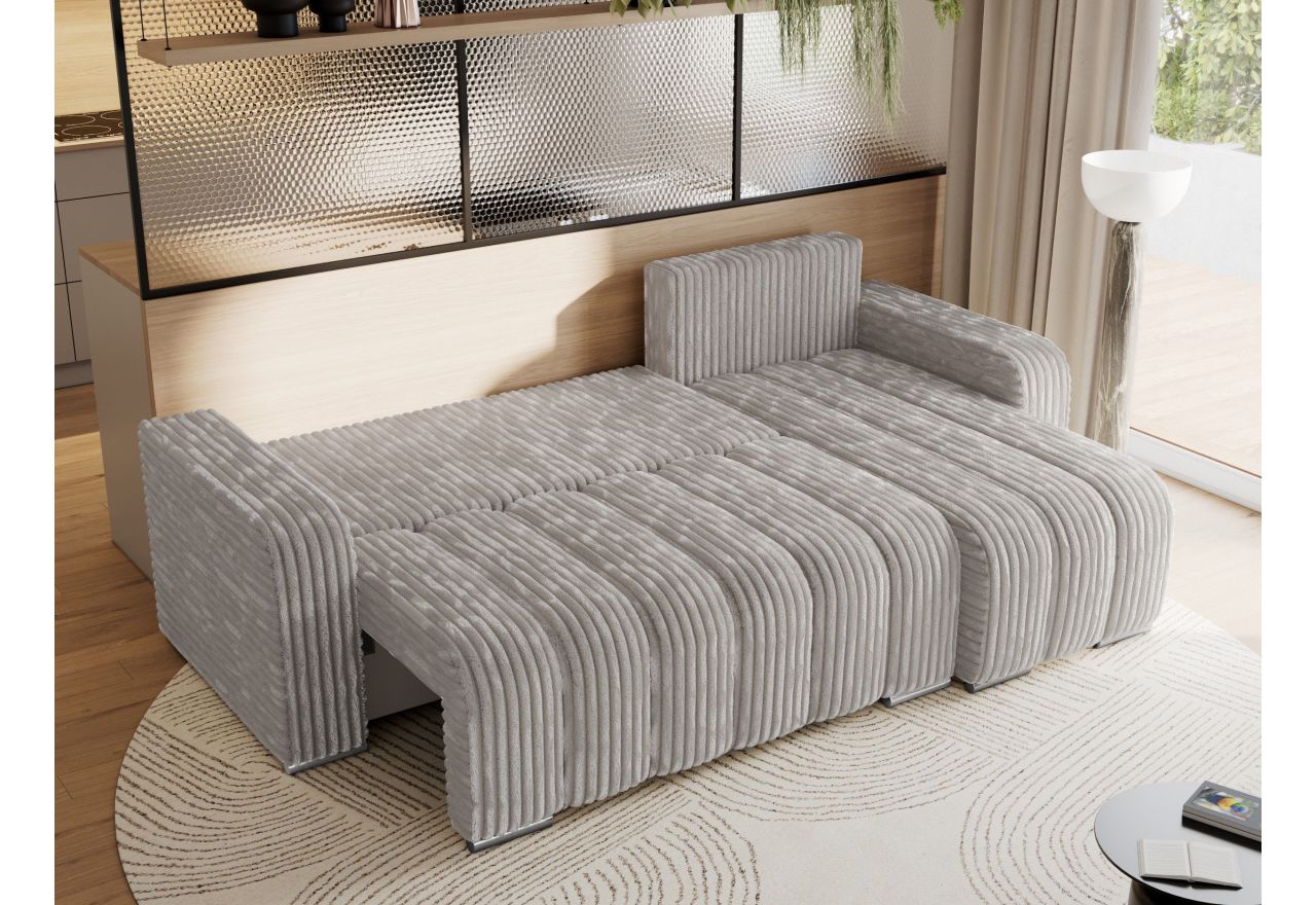 Narożnik KIRASSO L - uniwersalny - jasnoszary, sztruks