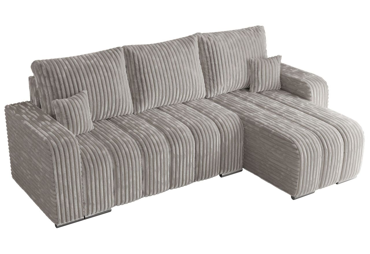 Narożnik KIRASSO L - uniwersalny - jasnoszary, sztruks