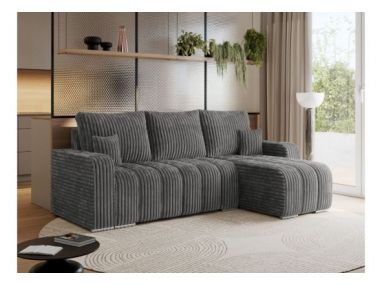 Narożnik KIRASSO L - uniwersalny - szary, sztruks