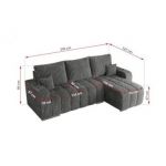 Narożnik KIRASSO L - uniwersalny - szary, sztruks