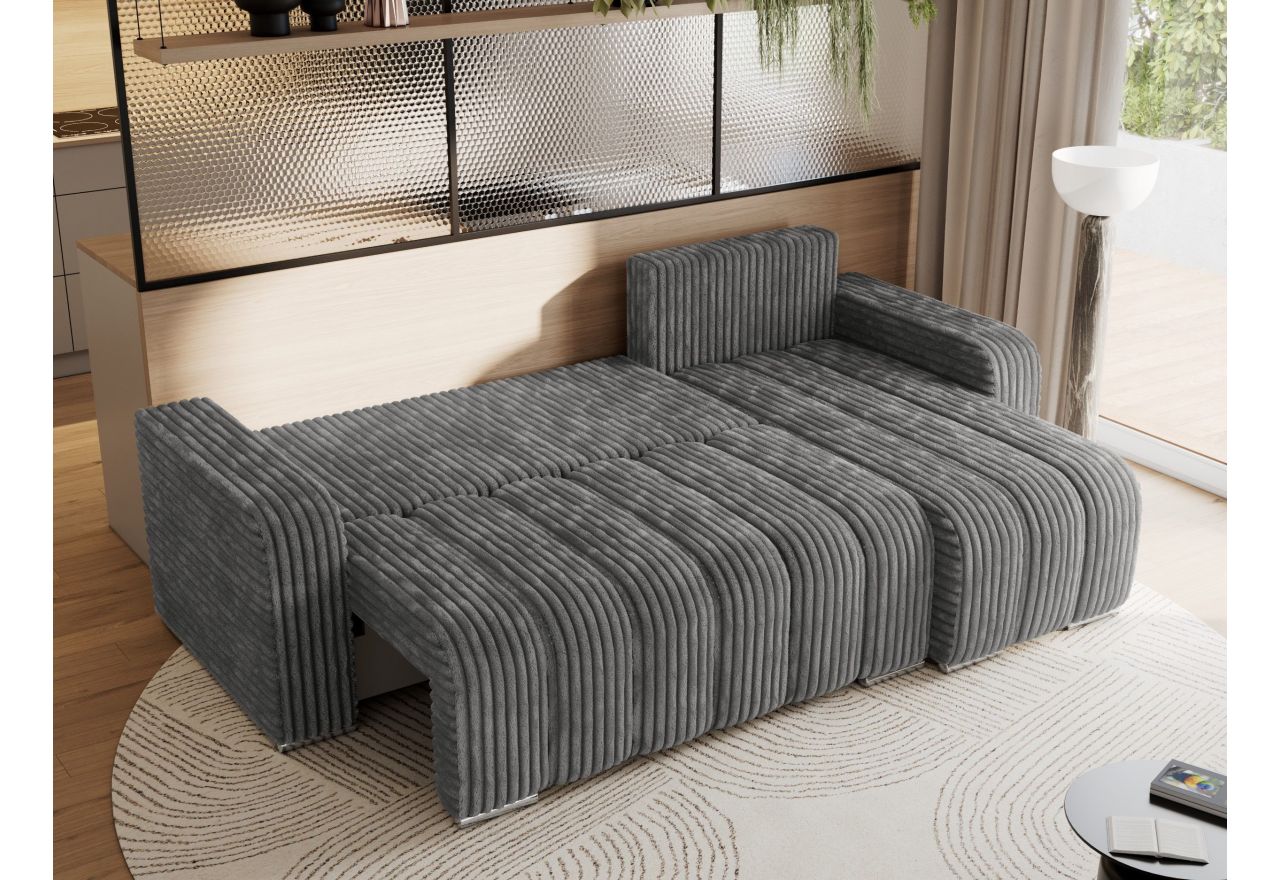 Narożnik KIRASSO L - uniwersalny - szary, sztruks