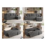 Narożnik KIRASSO L - uniwersalny - szary, sztruks