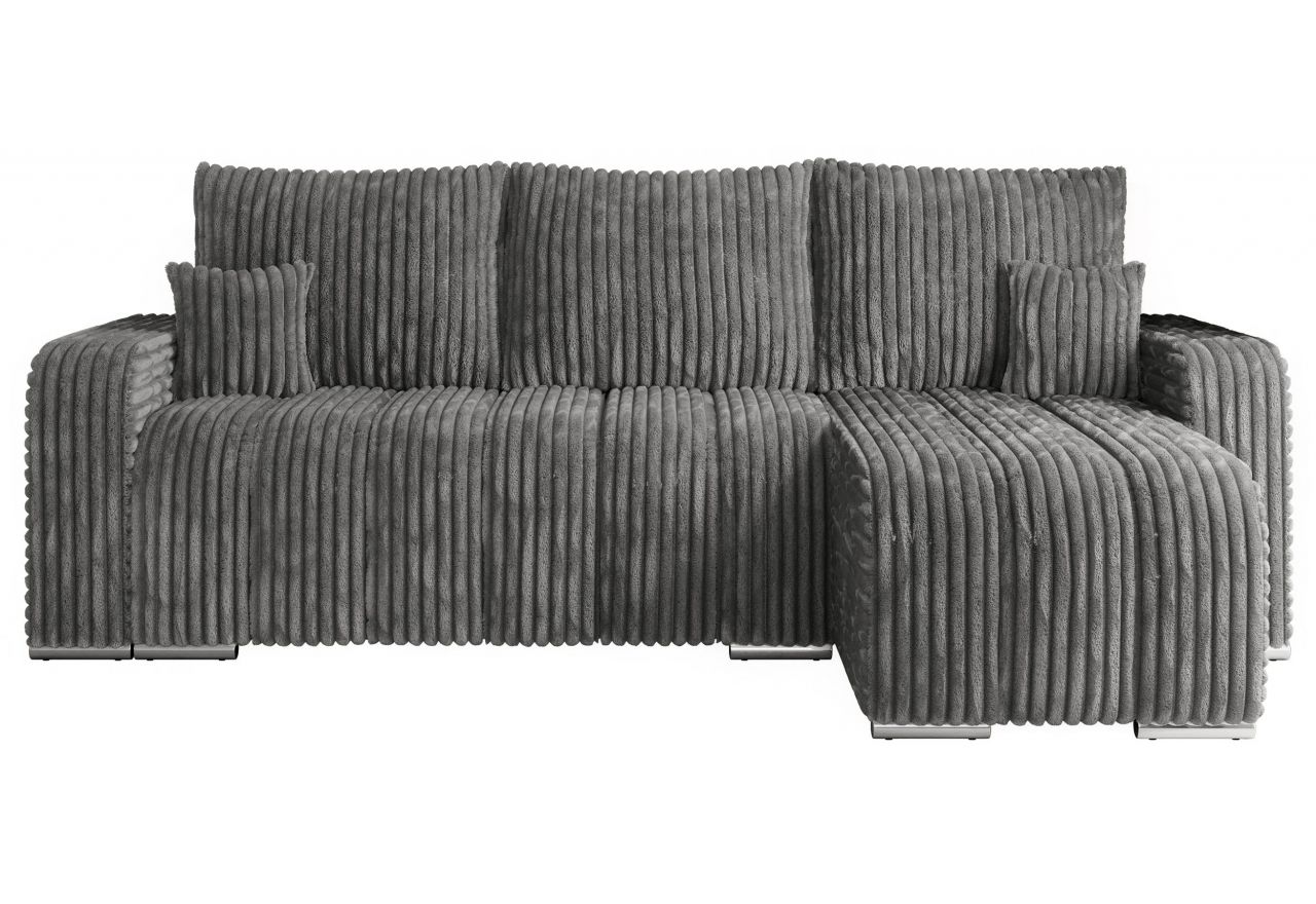 Narożnik KIRASSO L - uniwersalny - szary, sztruks