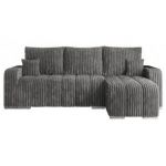 Narożnik KIRASSO L - uniwersalny - szary, sztruks