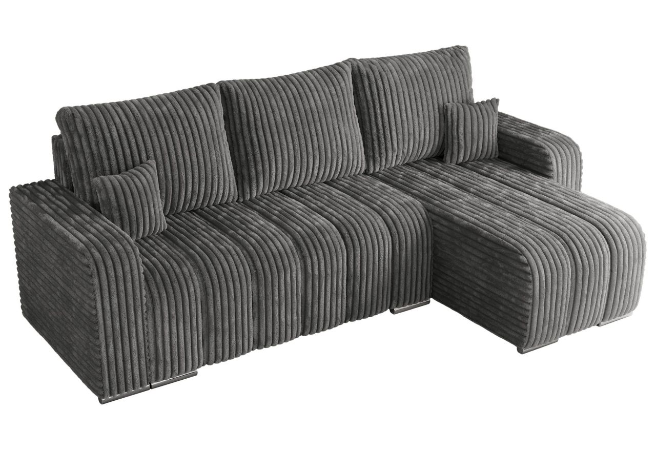 Narożnik KIRASSO L - uniwersalny - szary, sztruks