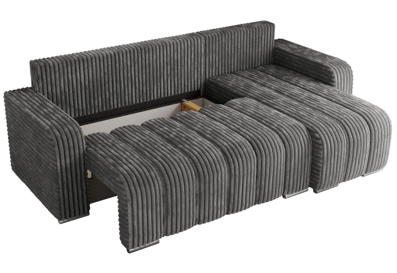 Narożnik KIRASSO L - uniwersalny - szary, sztruks