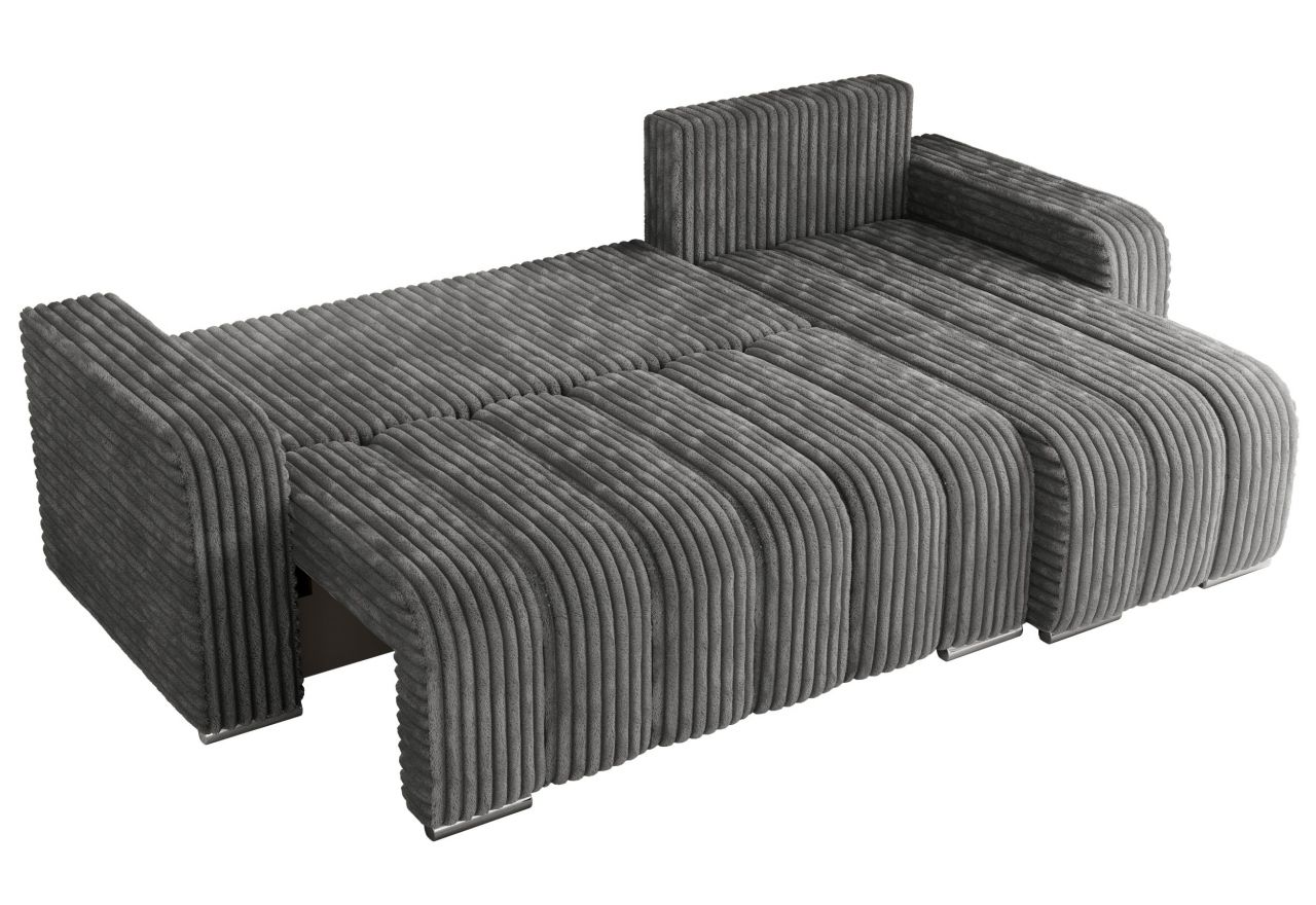 Narożnik KIRASSO L - uniwersalny - szary, sztruks