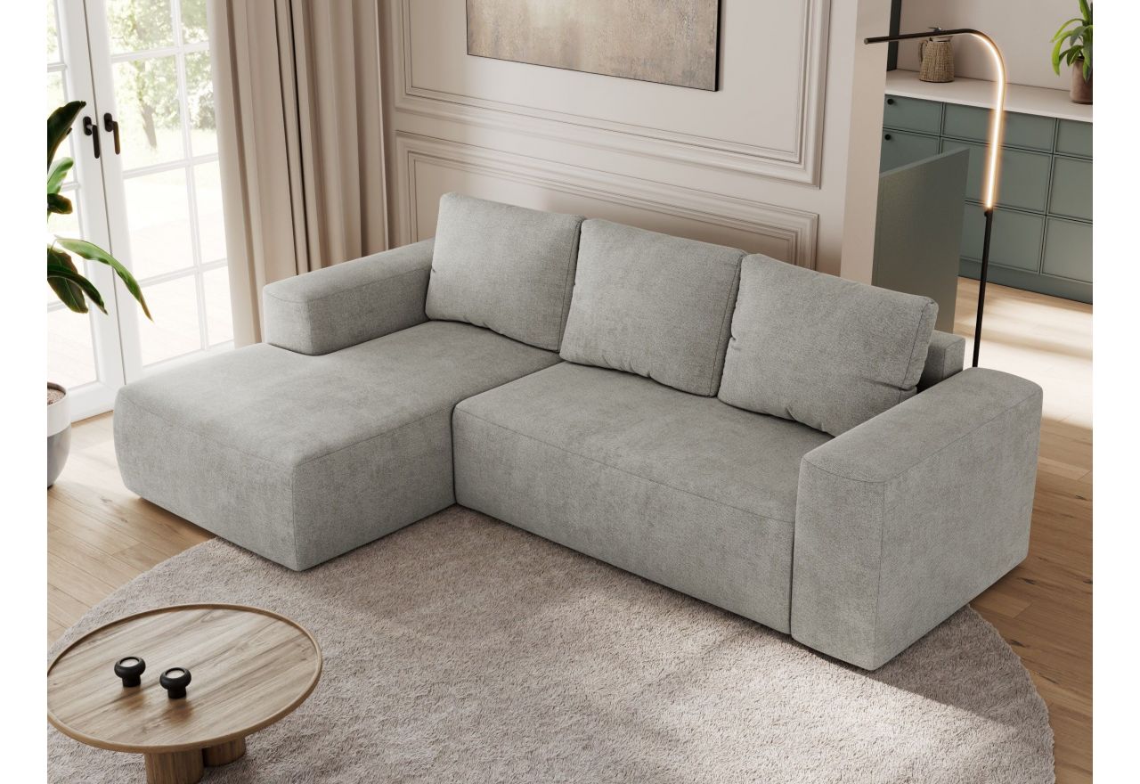 Narożnik TRENTINO L - strona lewa - jasnoszary, struktura