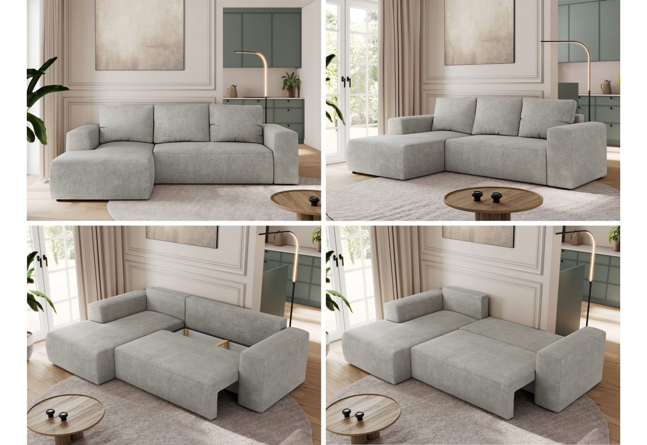 Narożnik TRENTINO L - strona lewa - jasnoszary, struktura