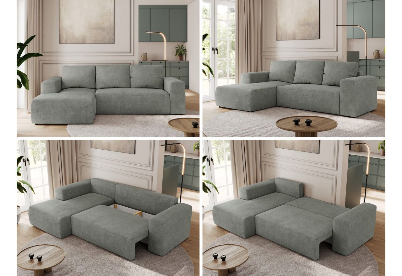 Narożnik TRENTINO L - strona lewa - szary, struktura