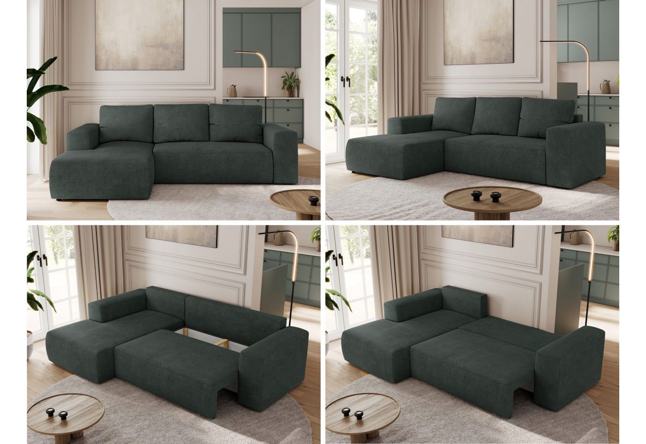 Narożnik TRENTINO L - strona lewa - ciemnoszary, struktura