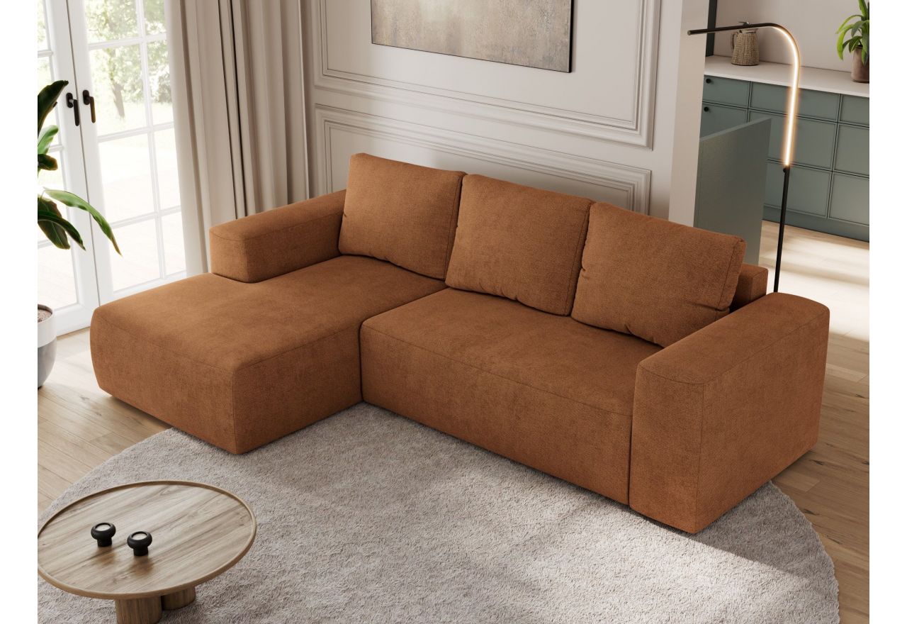 Narożnik TRENTINO L - strona lewa - pomarańczowy, struktura