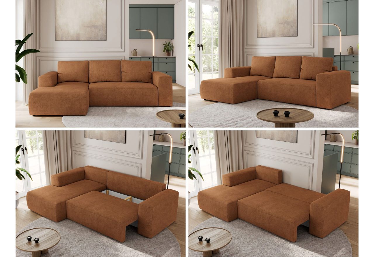 Narożnik TRENTINO L - strona lewa - pomarańczowy, struktura