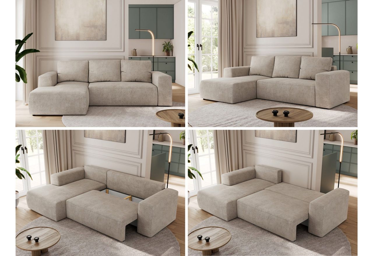 Narożnik TRENTINO L - strona lewa - beżowy, struktura