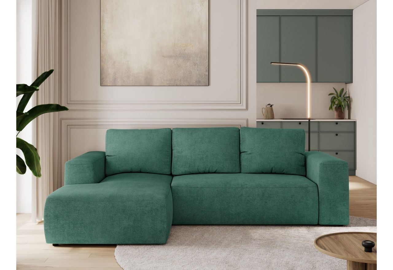 Narożnik TRENTINO L - strona lewa - ciemnozielony, struktura