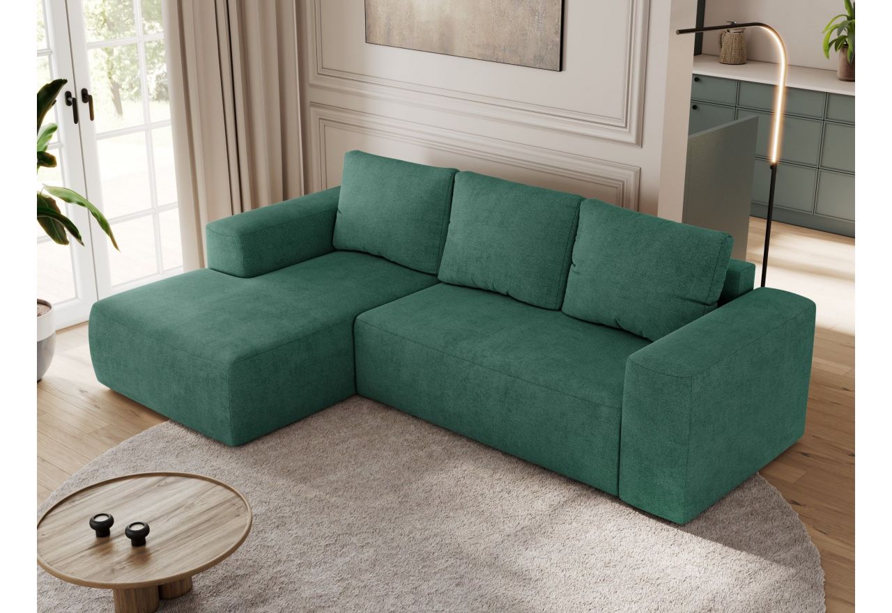 Narożnik TRENTINO L - strona lewa - ciemnozielony, struktura