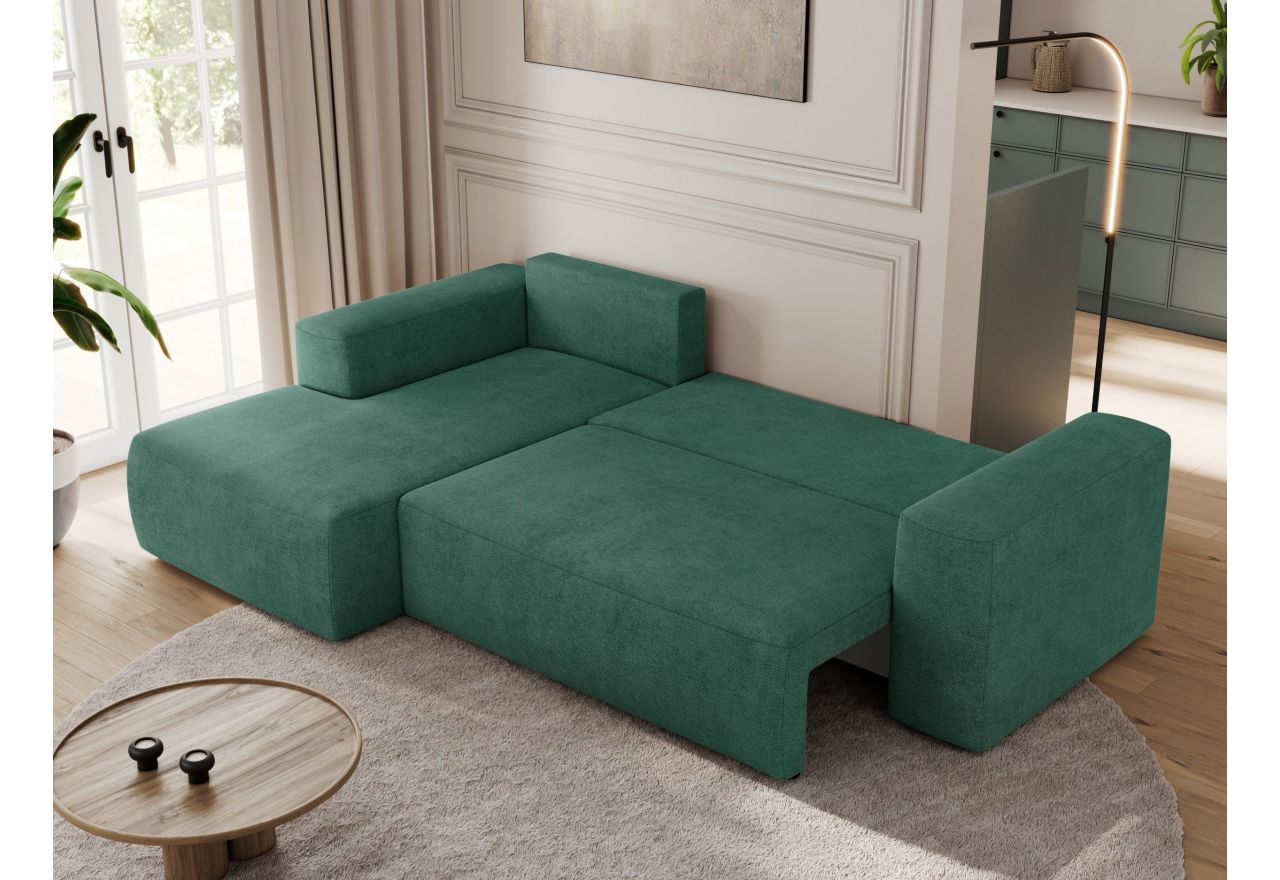 Narożnik TRENTINO L - strona lewa - ciemnozielony, struktura