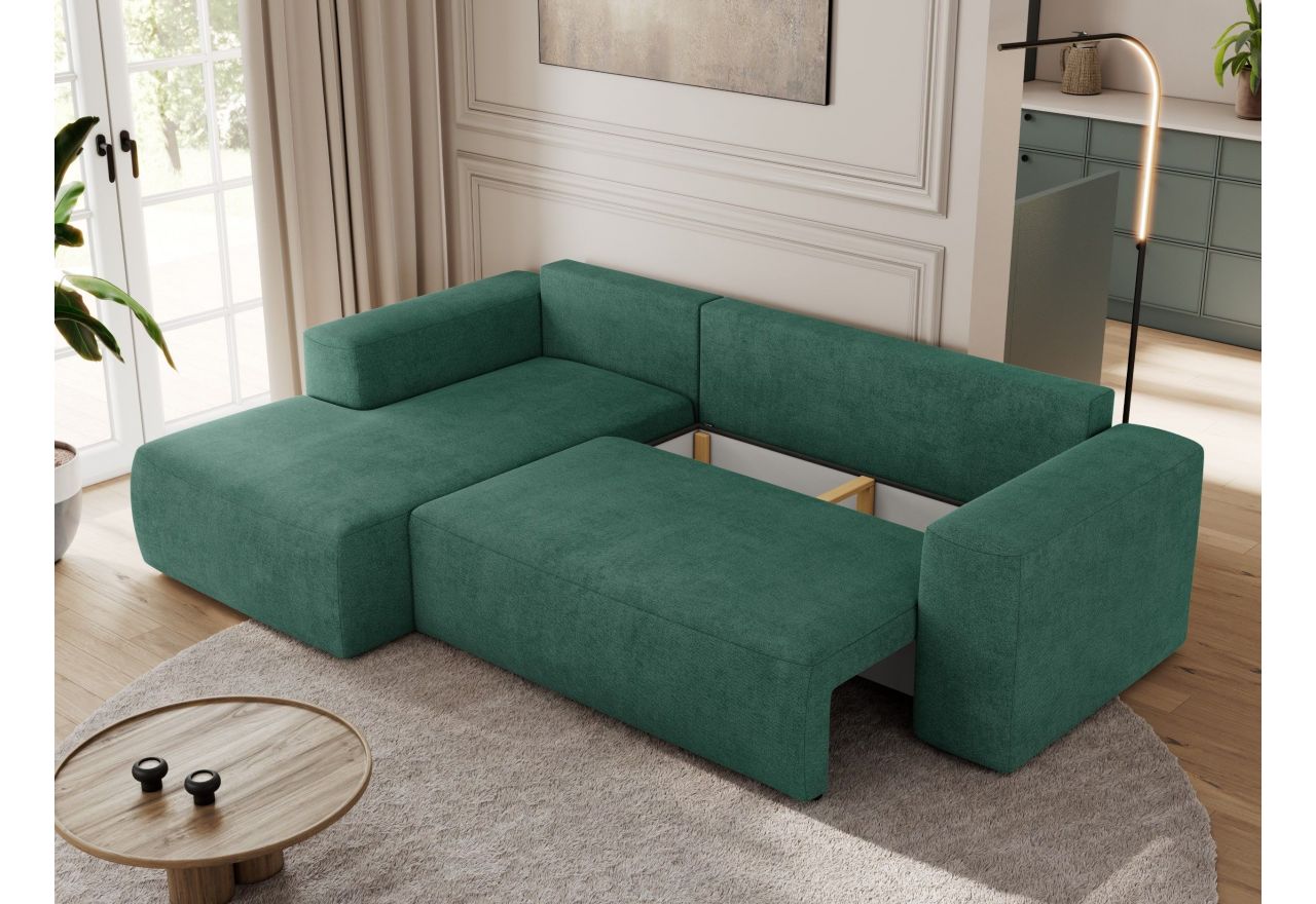 Narożnik TRENTINO L - strona lewa - ciemnozielony, struktura