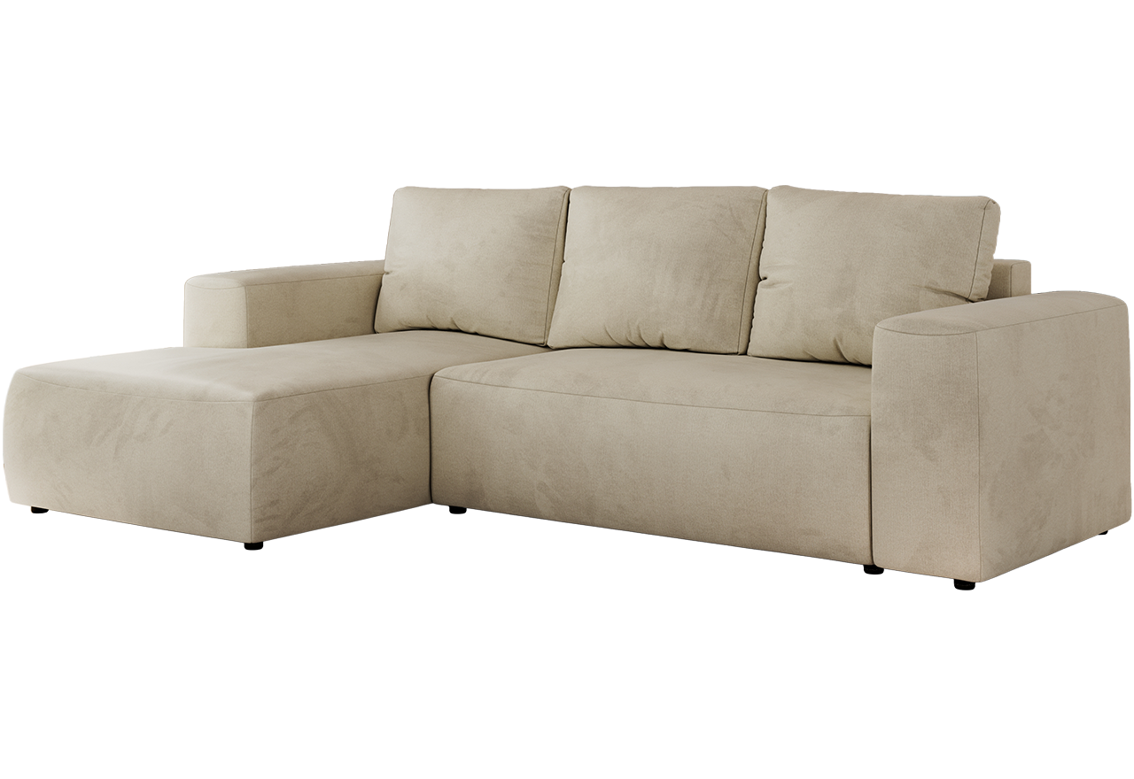 Narożnik TRENTINO L - strona lewa - beżowy, welwet