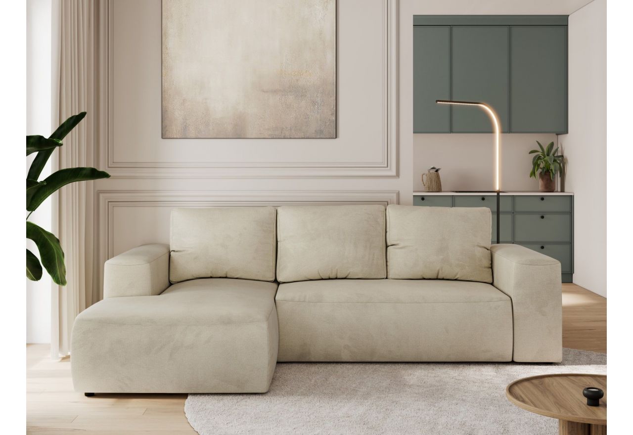 Narożnik TRENTINO L - strona lewa - beżowy, welwet