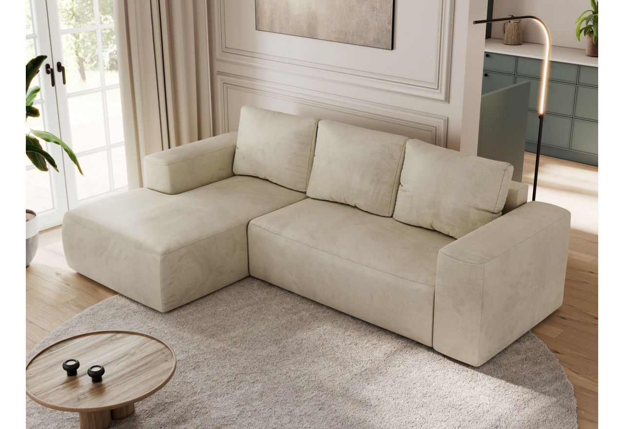 Narożnik TRENTINO L - strona lewa - beżowy, welwet