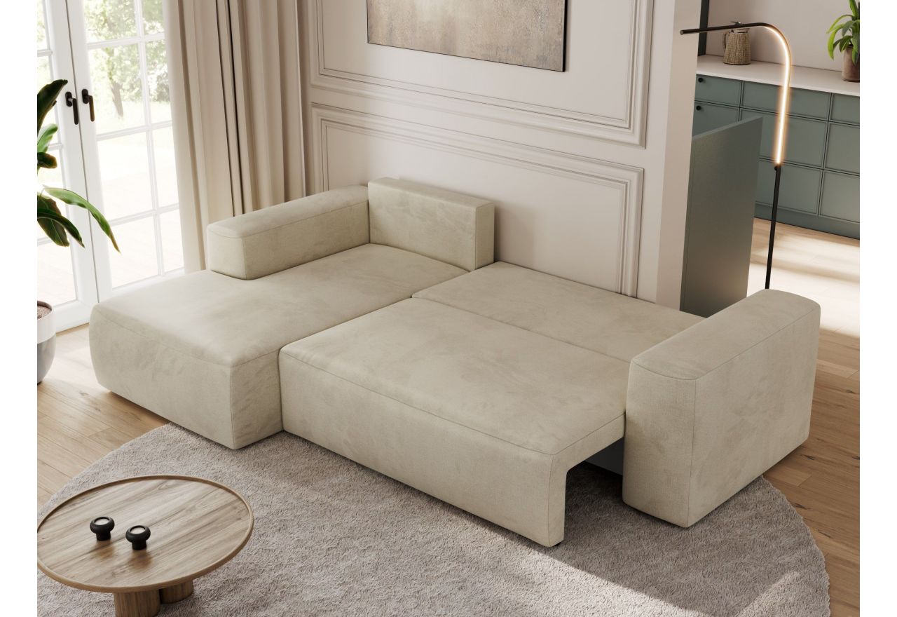 Narożnik TRENTINO L - strona lewa - beżowy, welwet
