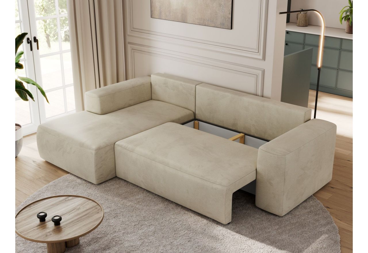 Narożnik TRENTINO L - strona lewa - beżowy, welwet