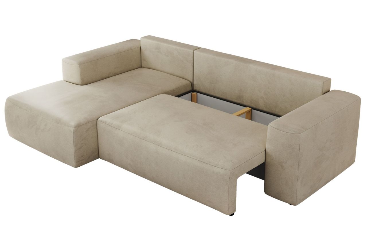 Narożnik TRENTINO L - strona lewa - beżowy, welwet