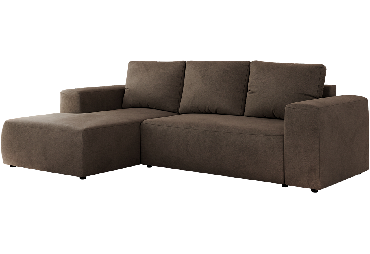 Narożnik TRENTINO L - strona lewa - brązowy, welwet
