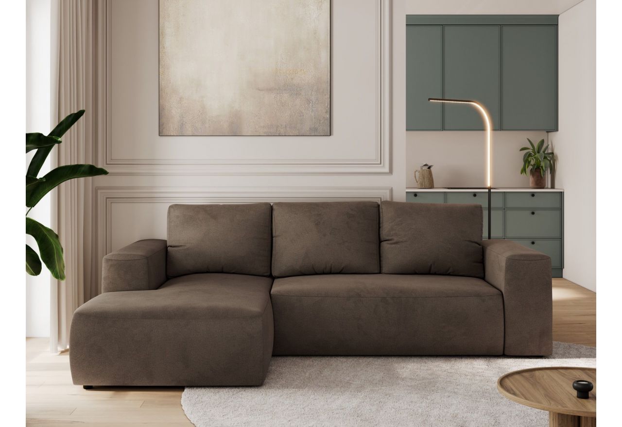 Narożnik TRENTINO L - strona lewa - brązowy, welwet